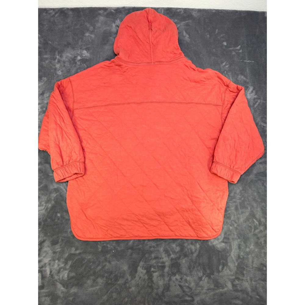 Old Navy Womens XL Quilted Quarter Zip Hoodie Coral Orange Pullover Sweatshirt - Picture 2 of 4